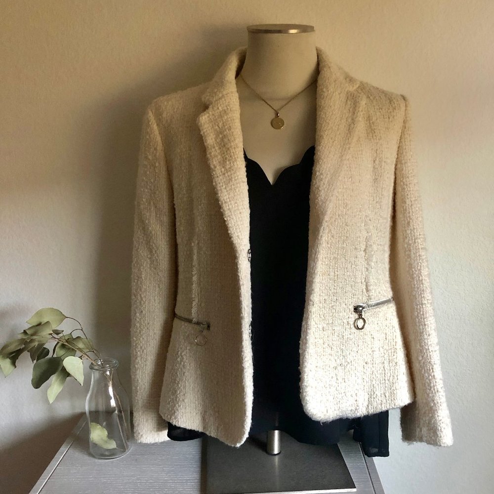 Cream Zara Tweed Jacket